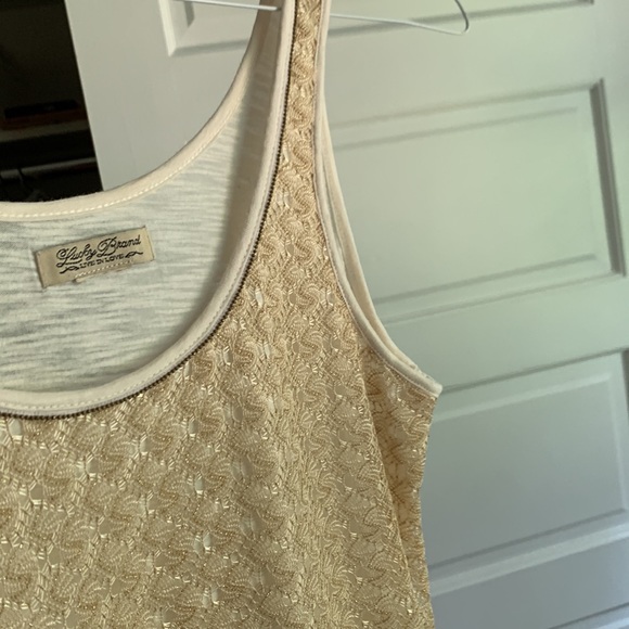 Lucky Brand two-layer tank. Golden lace top layer. Size S/M. - Picture 6 of 7